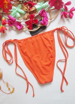 Шикарные высокие оранжевые бикини на завязках prettylittlething 🌺💖🌺4 фото