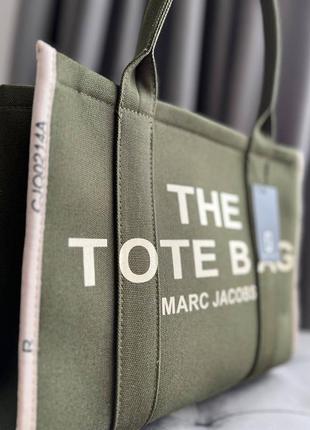 Сумка шокер the tote bag marc jacobs текстильная зелена5 фото