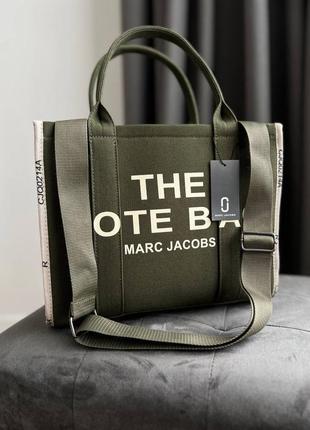 Сумка шокер the tote bag marc jacobs текстильная зелена2 фото