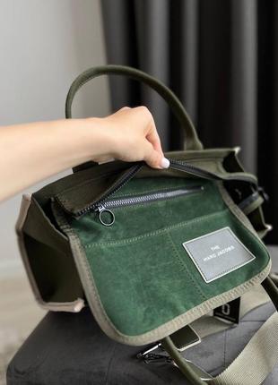 Сумка шокер the tote bag marc jacobs текстильная зелена9 фото