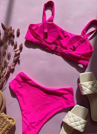 Стильный розовый женский купальник с застежками на бретельках/купатель на лето-женскую одежду10 фото