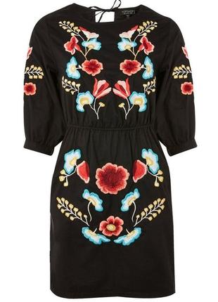 Платье, натуральное, вышивка topshop m/l