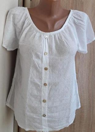 Белая блузка футболка коттон, размер м1 фото