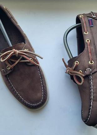 Мужские летние кожаные мокасины 
sebago