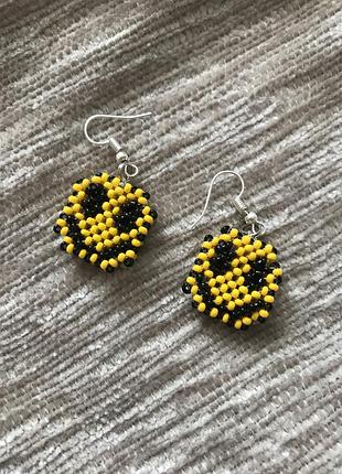 Сережки з бісеру смайли