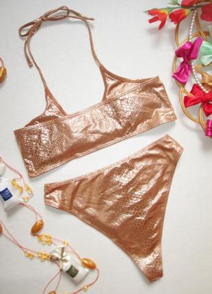 Мега шикарный раздельный бронзовый купальник в змеиный принт shein 💜🍹💜2 фото