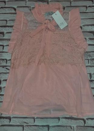 Женская блуза рубашка шифон кружево uniq paris.  новая с бирками.