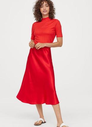 Новая атласная юбка миди h&m новая сатиновая юбка натуральная вискозная