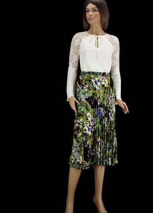 Красивая плиссированная юбка миди "primark" с цветочным принтом. размер uk8/eur36.5 фото