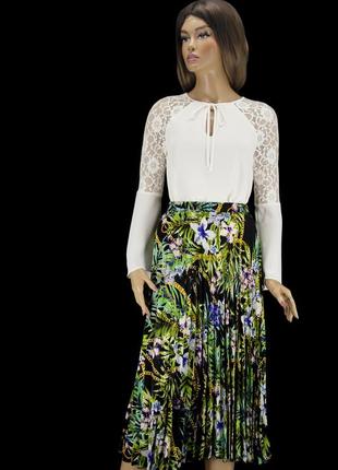 Красивая плиссированная юбка миди "primark" с цветочным принтом. размер uk8/eur36.2 фото