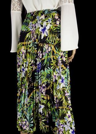 Красивая плиссированная юбка миди "primark" с цветочным принтом. размер uk8/eur36.4 фото