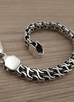 Серебряный браслет мужской массивный гермес. ширина 1 см. браслет на руку хонда серебро 925. 20,5 см