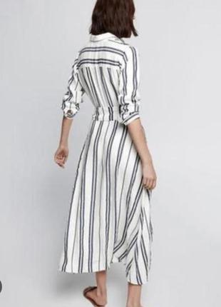 Трендова довга сукня плаття сорочка смужка zara3 фото