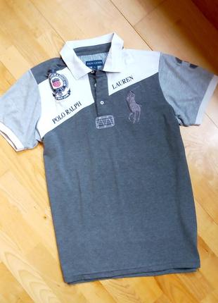 Стильная футболка polo ralph lauren  / серая футболка с коротким рукавом поло ральф лорен / l /