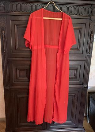 Червоний халат болеро накидка шовкова шовковий новий халат червоний новий брендовий