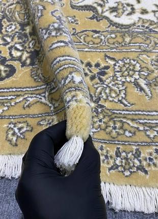 Ковер дорожка ручной работы цветы песков 150х300 см шерсть с шелком бежевого цвета7 фото
