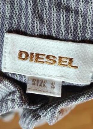 Брендовая коричневая рубашка в полоску diesel (оригинал)3 фото