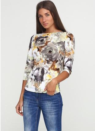 Трикотажная блуза с рукавом 3/4 с цветочным принтом  /кофта  в цветочек / кофточка футболка