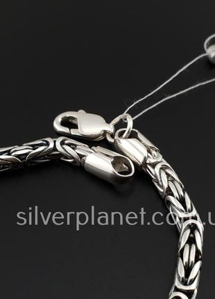 Чоловічий срібний браслет лисячий хвіст. круглий браслет на руку візантія чорнене срібло 9257 фото