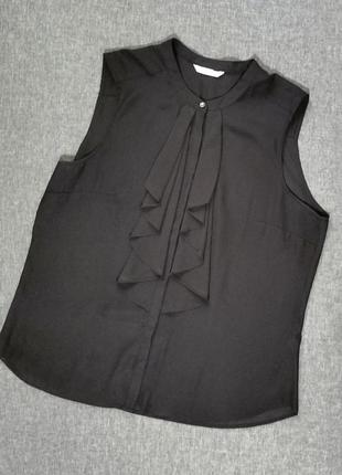 Рубашка блузка свободного силуэта на пуговицах и с воланом н&amp;м3 фото