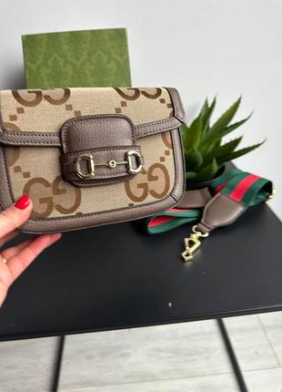 Брендова сумочка натуральна шкіра gucci horsebit jumbo під гучі колір коричневий люкс якість сумка натуральная кожа топ качество гучи9 фото