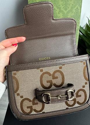 Брендова сумочка натуральна шкіра gucci horsebit jumbo під гучі колір коричневий люкс якість сумка натуральная кожа топ качество гучи7 фото