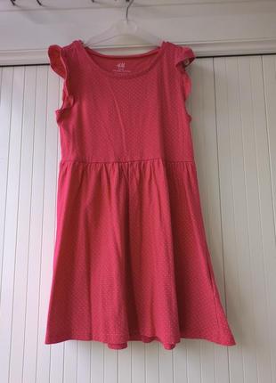 Яркое розовое трикотажное платье малинового цвета для девочки
