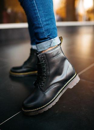 Шикарные женские зимние ботинки dr.martens classic “blak”1 фото