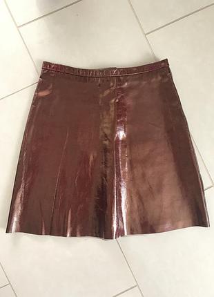 Юбка кожаная лазерное нанесение стильная other stories размер 34