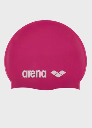 Шапка для плавания arena classic silicone фуксия, белый osfm уни ku-22