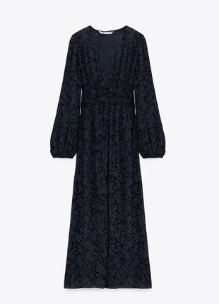 Zara довге плаття-сорочка у квітковий принт5 фото