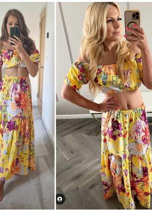 Яскравий квітковий костюм h&m з ліоцелем m-l-xl7 фото