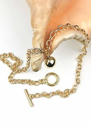 Товстий якірний ланцюжок з кулоном куля і застібкою тогл ланцюг під золото новий якісний