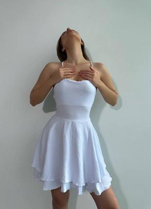 Платье с открытой спиной на завязках на спине платье на бретелях3 фото