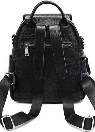 Женский кожаный черный рюкзак ранец сумка-рюкзак женская сумка натуральная кожа4 фото