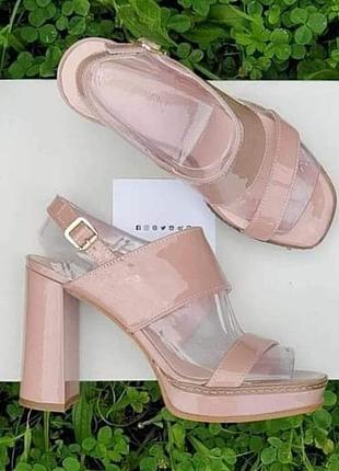 Нюдовые босоножки на толстых каблуках marc cain italy 🇮🇹 37-38 размер1 фото