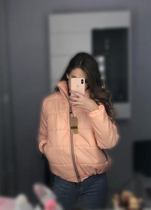 Бежевая куртка персиковая осень-зима, тёплая2 фото