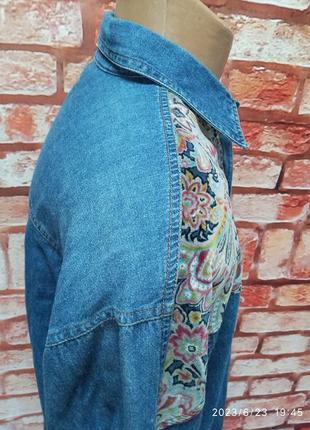 Сорочка джинсова велюрові вставки вінтажна 80-90е2 фото