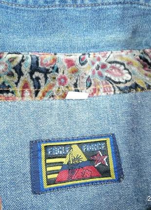Сорочка джинсова велюрові вставки вінтажна 80-90е4 фото