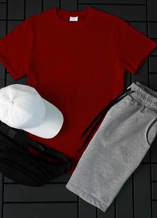 Хіт продажів! спортивний літній комплект базовий костюм футболка + шорти + кепка3 фото