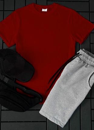 Хіт продажів! спортивний літній комплект базовий костюм футболка + шорти + кепка2 фото