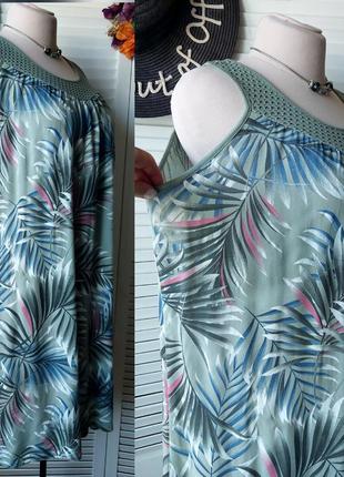 Сарафан платье миди цвет оливковый бежевый в принт листья пальмы италия 🇮🇹5 фото