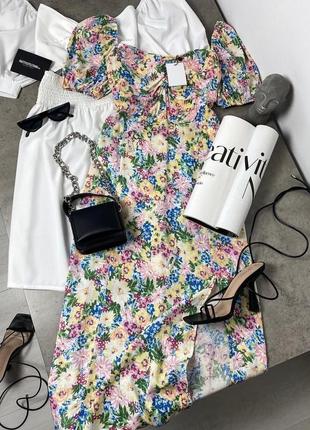 Женское миди платье в цветочный принт