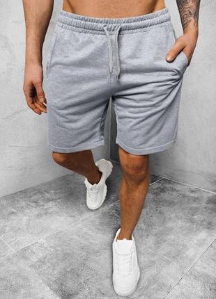 Мужские летние шорты серые меланж двунитка стильные