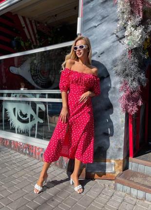 Платье миди с разрезом шнуровкой на спине и завязкой на груди хлопок