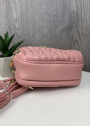 Стильна жіноча мініпачка сумка 2 в 1, міський прогулянковий рюкзачок рожевий4 фото
