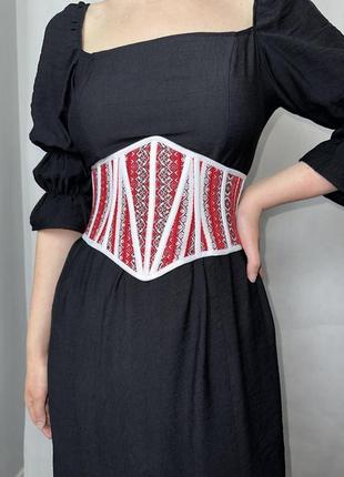 Корсет жіночий вишитий червоний в українському стилі modna kazka mkgm104-71 фото