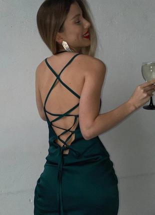 Платье на затяжке со шнуровкой на спине шёлк армани7 фото