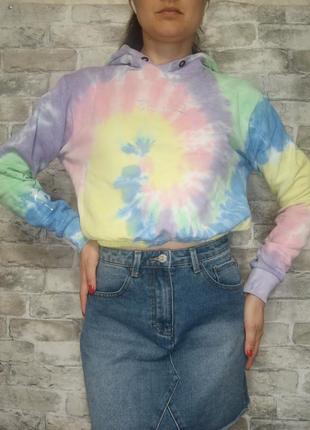 Худі вкорочене з каптуром тай-дай розмір s