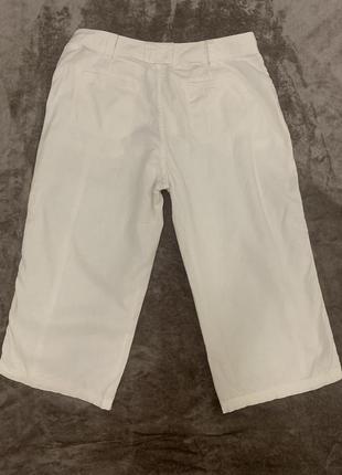 Белые летние бриджи удлиненные шорты m&s лен/ хлопок размер 16/ l-xl1 фото